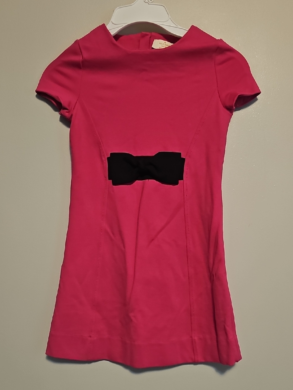 kate spade Pink Dress with Black Bow Girls Gold Zipper On Back